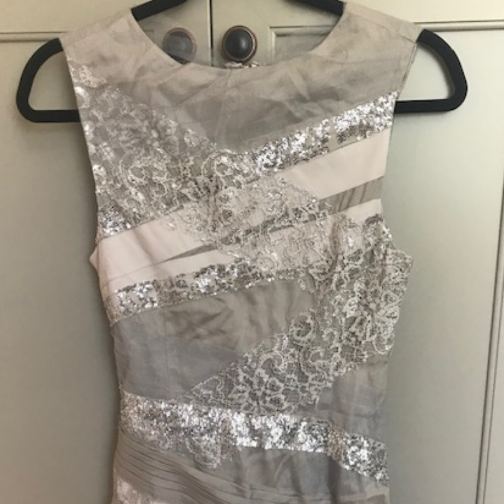 Alice and Olivia with Sequin and Lace Panels Dress